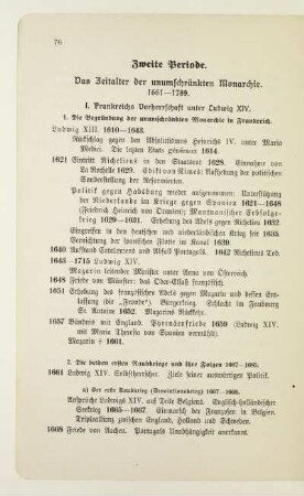 Zweite Periode. Das Zeitalter der unumschränkten Monarchie. 1661-1789