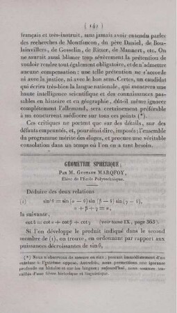 Géométrie sphérique.