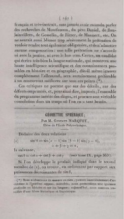 Géométrie sphérique.
