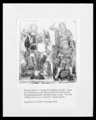 Ikone mit der Darstellung der Majestas Domini zwischen den Evangelistensymbolen und dem heiligen Georg