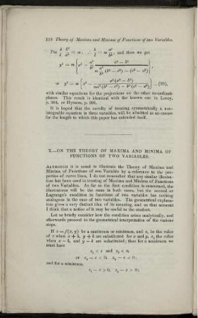 X. - On the theory of maxima and minima of functions of two variables.
