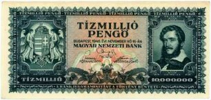 Geldschein, 10 Millionen Pengö, 16.11.1945