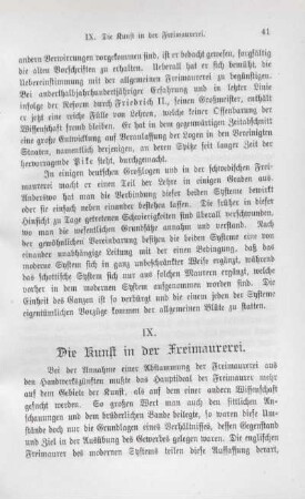 IX. Die Kunst in der Freimaurerei.