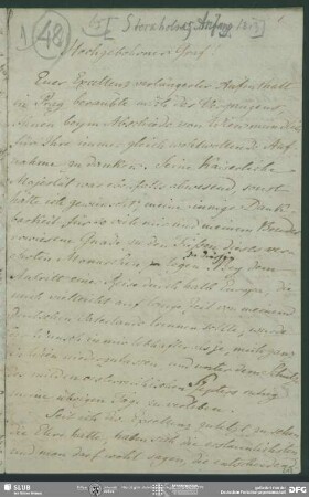 Eigenh. Briefkonzept von August Wilhelm von Schlegel an Klemens Wenzel Nepomuk Lothar von Metternich, Stockholm, Anfang 1813