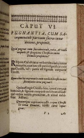 Caput VI. Pugnantia, Cum Sacramentali partium sacræ cœnæ unione, proponit.
