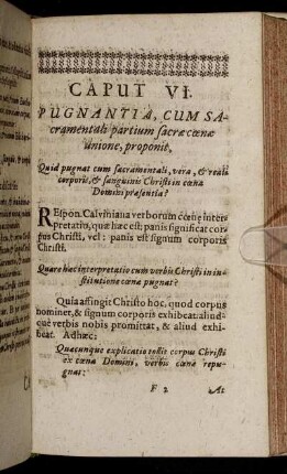 Caput VI. Pugnantia, Cum Sacramentali partium sacræ cœnæ unione, proponit.