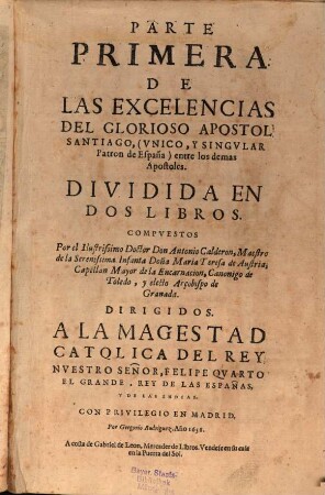 Excellencias y Primacias del Apostol Santiago, 1