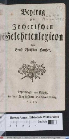 Beytrag zum Jöcherischen Gelehrtenlexicon