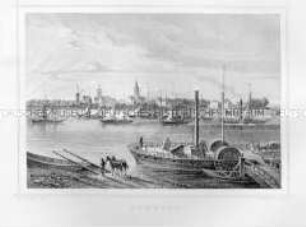 Ruhrort, Flusslandschaft mit Stadtansicht