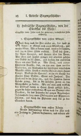 B.) Hebräische Sagengeschichte, von der Sündflut bis Mose