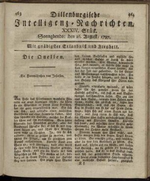 XXXIV.Stück. Sonnabends: den 26. August 1797.