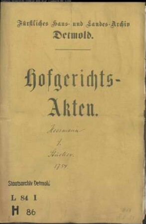 Heermann, Johann Henrich zu Herford gegen Johann Stücker zu Hagen - Schuldforderung