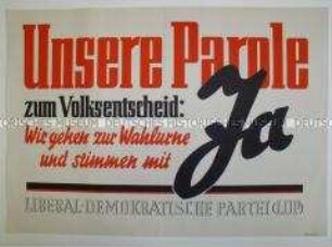 Maueranschlag der LDP zum Volksentscheid in Sachsen