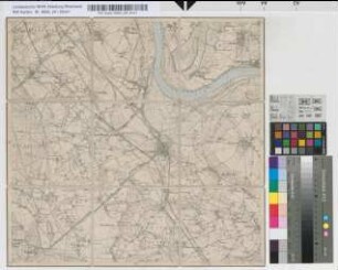[Topographische Karte 1 : 25.000 (Meßtischblätter): Nördliche Rheinprovinz und angrenzende Gebiete]. 2500, [4405] Rheinberg 51°30' - 24°10' F. Hauptvertrieb d. Karten de. Kgl. Landesaufnahme. R. Eisenschmidt, Verlagsbuchhandlung. Berlin NW., Dorotheenstr. 70a. Im deutschen Offiziersverein