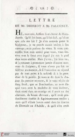 Lettre de Mr. Diderot à Mr. Falconet
