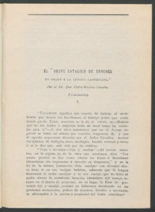 El "breve catálogo de errores en orden á la lengua castellana" - (Conclusión).
