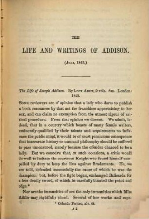 The life and writings of Addison