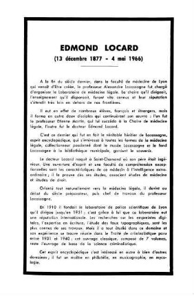Nécrologie: Edmond Locard