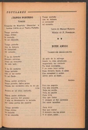 Buen amigo : Tango de gran éxito