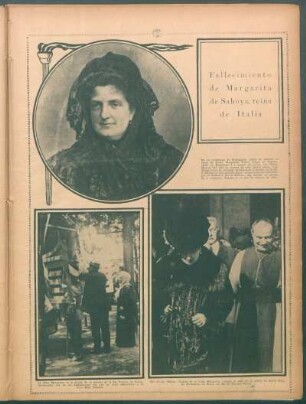 Fallecimiento de Margarita de Saboya, reina de Italia