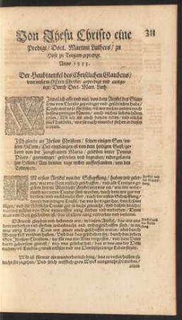 Von Jhesu Christo eine Predigt ...