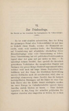 VI. Zur Friedensfrage.