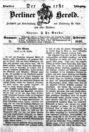 Nummer 21, Februar 1846