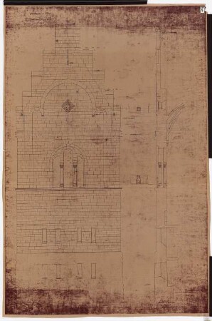 Königliches Residenzschloss Posen, Posen: Ansicht und Schnitt Giebel der Festtreppe Nordseite 1:25