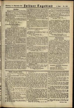 Zweite Ausgabe vom Samstag, den 10. September 1921.