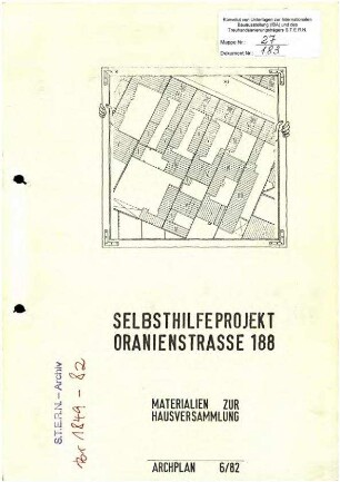 Materialien: Hausversammlung Selbsthilfeprojekt Oranienstr. 188