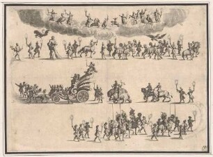 Siebter Aufzug zur Turnieroper "Antiopa Giustificata", aufgeführt 1662 in München zur Taufe von Maximilian II. Emanuel von Bayern, veröffentlicht mit dem Libretto und in den "Scene dei drammi di P. P. Bissari"