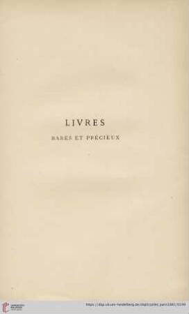 Livres Rares et Précieux (Nr. 1 - 59)