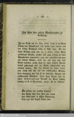 Die Uhr des alten Rathhauses zu Leißnig