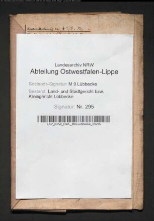 Erblasser: Ober-Entgelmeier Colon Bökelmann, Friedrich Wilhelm: