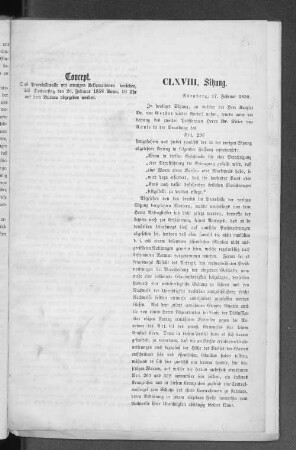 CLXVIII. Sitzung.