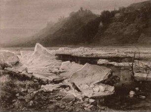 Flußlandschaft mit Burgen (Albrechtsschlösser bei Dresden)