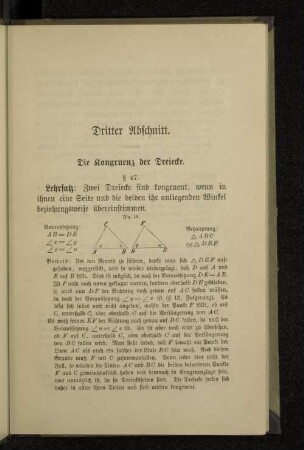 Dritter Abschnitt. Die Kongruenz der Dreiecke.