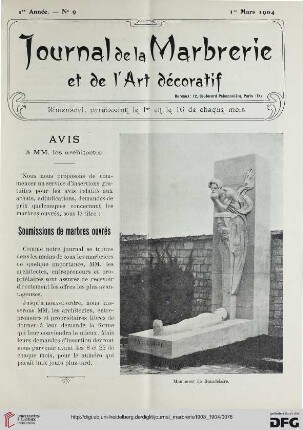 1: Soumissions de marbres ouvrés, [1]