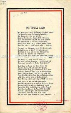 Religiös-patriotisches Gedicht zum 1. Weltkrieg