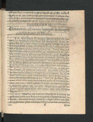 Theorema II. Christus est verus, integer, nobisque consubstantialis Homo.