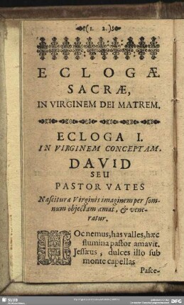 Eclogae Sacrae, In Virginem Dei Matrem
