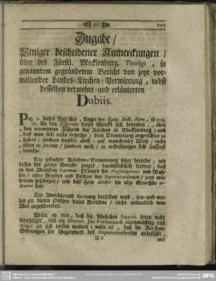 Zugabe einiger bescheidener Anmerckungen [...]