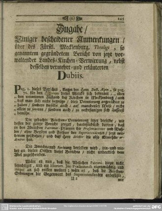Zugabe einiger bescheidener Anmerckungen [...]