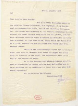 Brief an Rudi Stephan : 11.12.1914