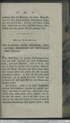 Vierte Betrachtung. Ueber die Gestalt, Größe, Umwälzung, innere und äußere Beschaffenheit und Entstehungsart unsers Wohnorts