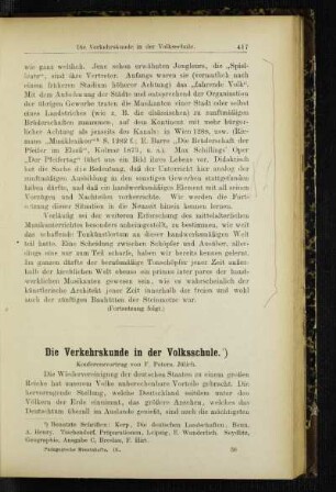 ¬Die¬ Verkehrskunde in der Volksschule : Konferenzvortrag