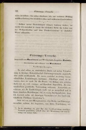 Fütterungs-Versuche