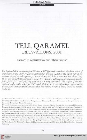 13: Tell Qaramel : excavations, 2001