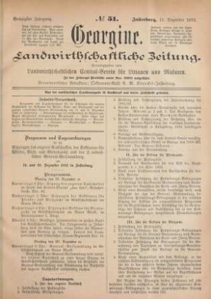 Sechzigster Jahrgang. No. 51. Insterburg, 15. Dezember 1892.