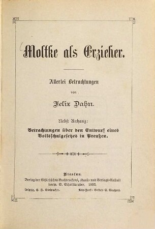 Moltke als Erzieher : allerlei Betrachtungen